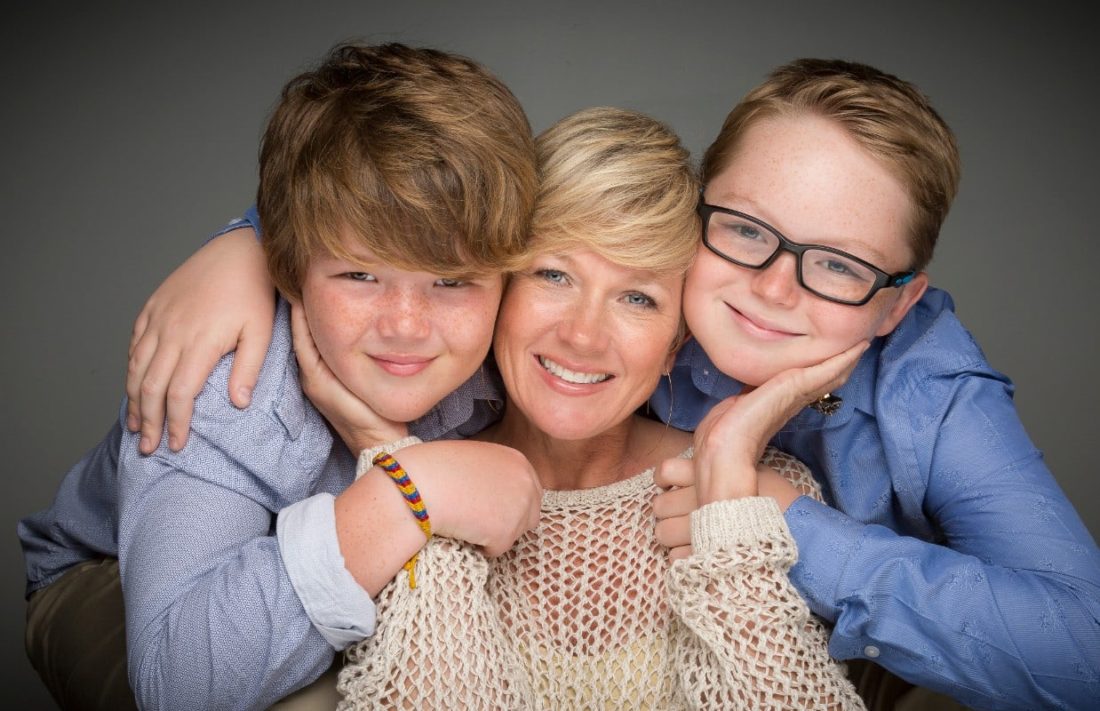 Portrait of a mother with two children in Fort Lauderdale