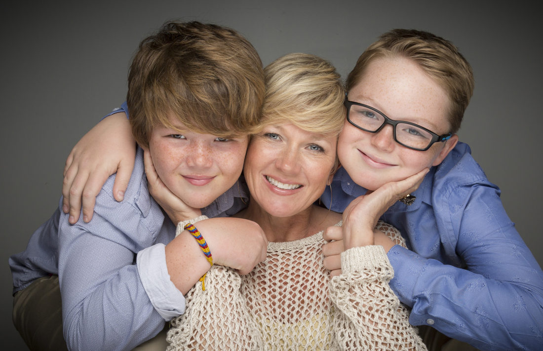 Portrait of a mother with two boys in Fort Lauderdale